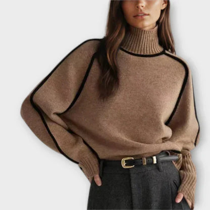 Emília - Stylowy Sweter z Wysokim Dekoltem
