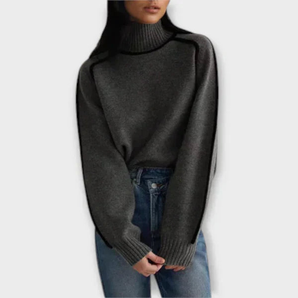 Emília - Stylowy Sweter z Wysokim Dekoltem