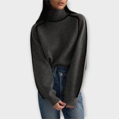 Emília - Stylowy Sweter z Wysokim Dekoltem