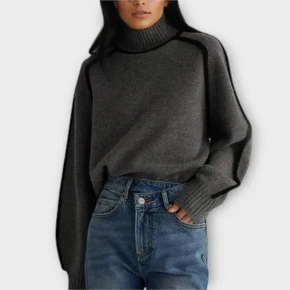 Emília - Stylowy Sweter z Wysokim Dekoltem