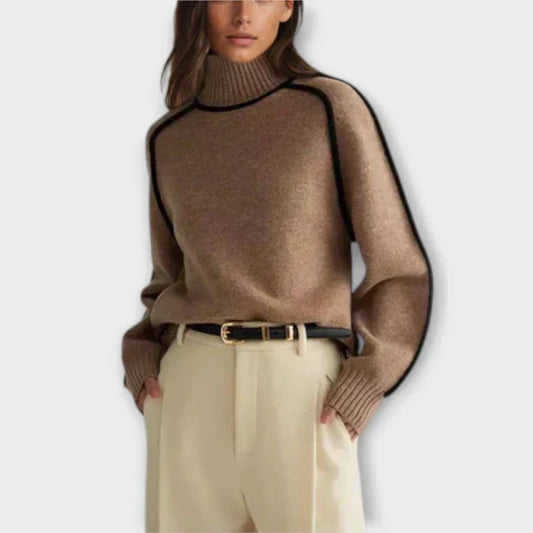 Emília - Stylowy Sweter z Wysokim Dekoltem