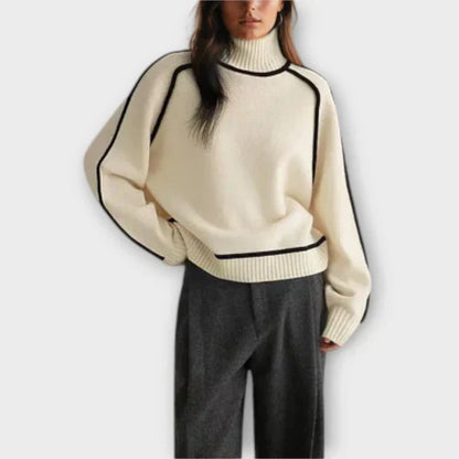 Emília - Stylowy Sweter z Wysokim Dekoltem