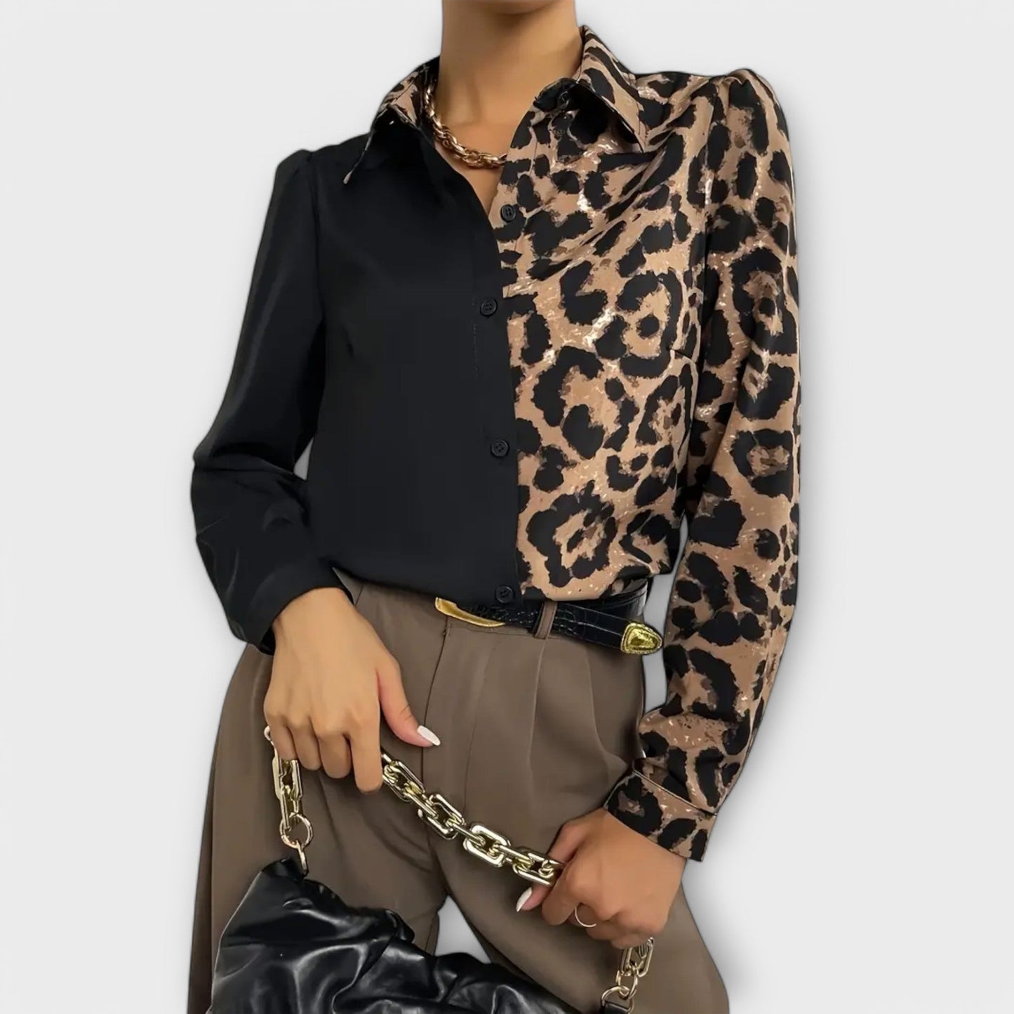 Valentina - Minimalist Leopard Print Shirt