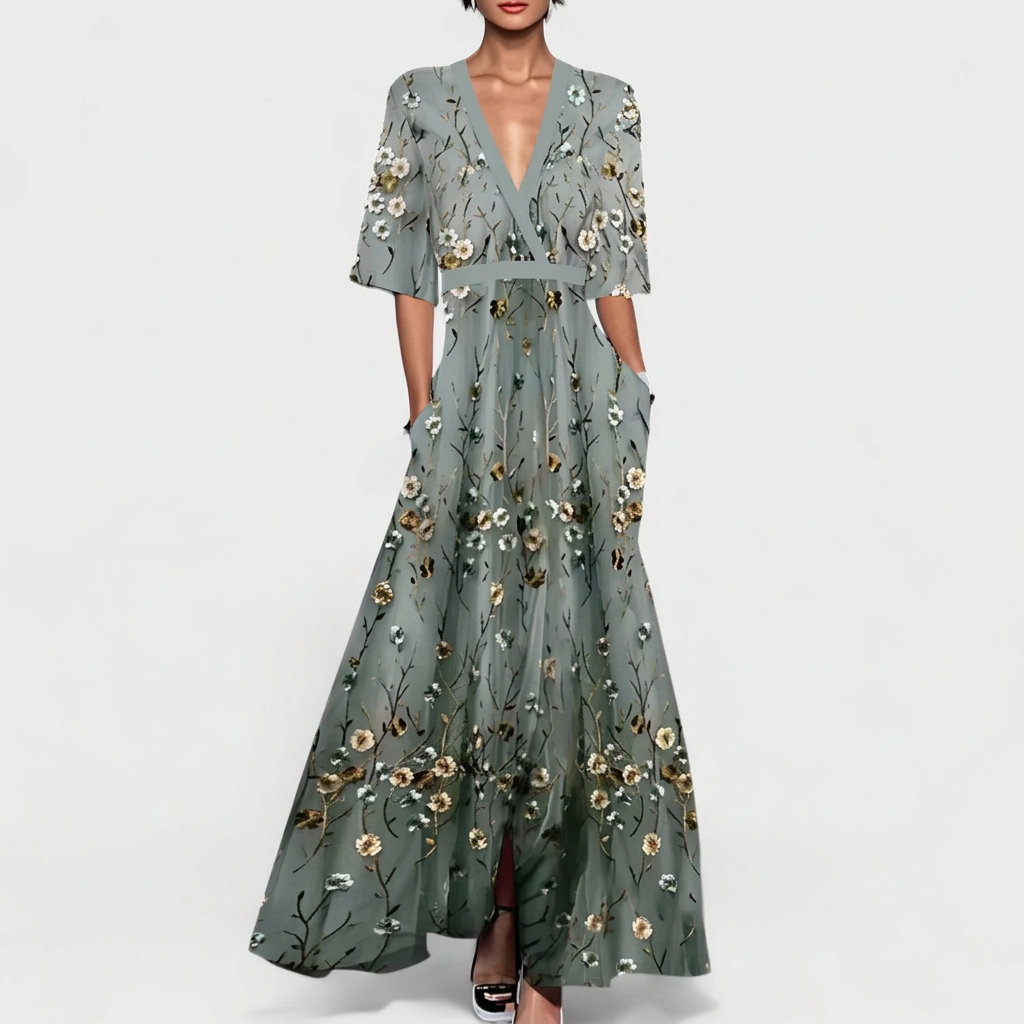 Rute - Elegancka Kwiatowa Sukienka Maxi