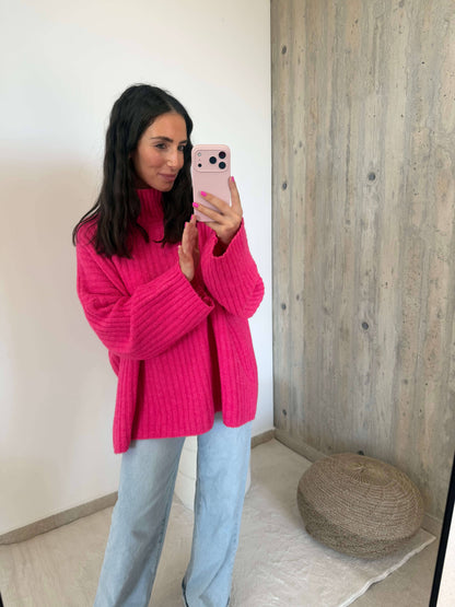 Pink Ribbed Knit Sweater