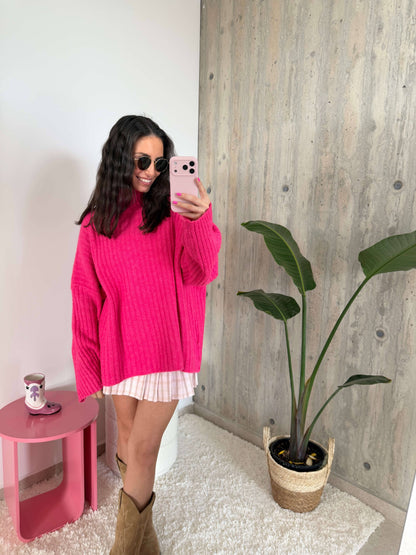 Pink Ribbed Knit Sweater