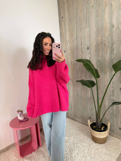 Pink Ribbed Knit Sweater
