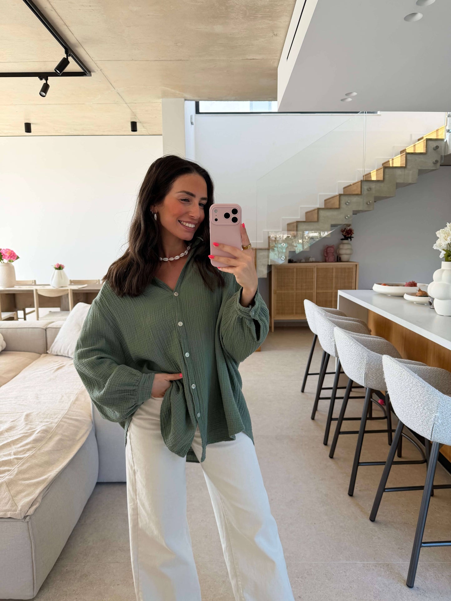 Khaki Musselin Blouse