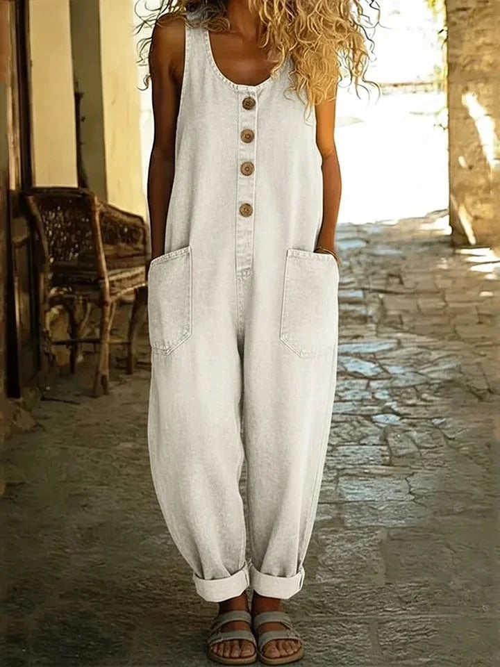 Graça - Retro Distressed Denim Overall