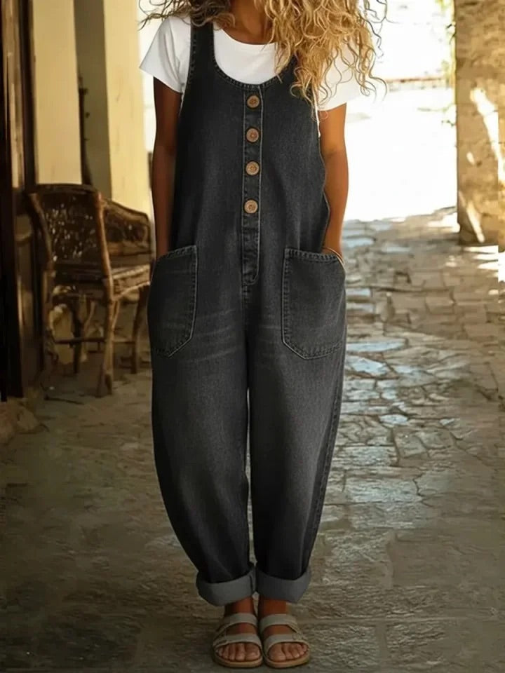 Graça - Retro Distressed Denim Overall
