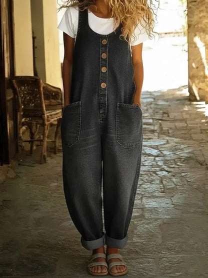 Graça - Retro Distressed Denim Overall
