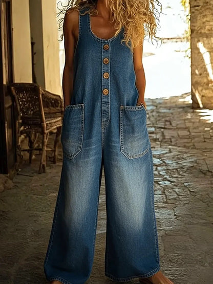 Graça - Retro Distressed Denim Overall