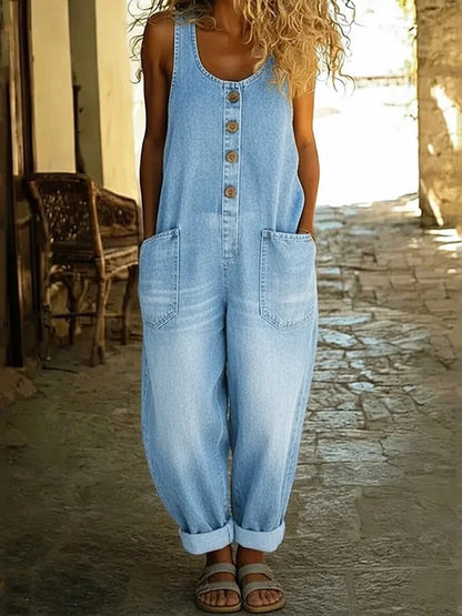Graça - Retro Distressed Denim Overall